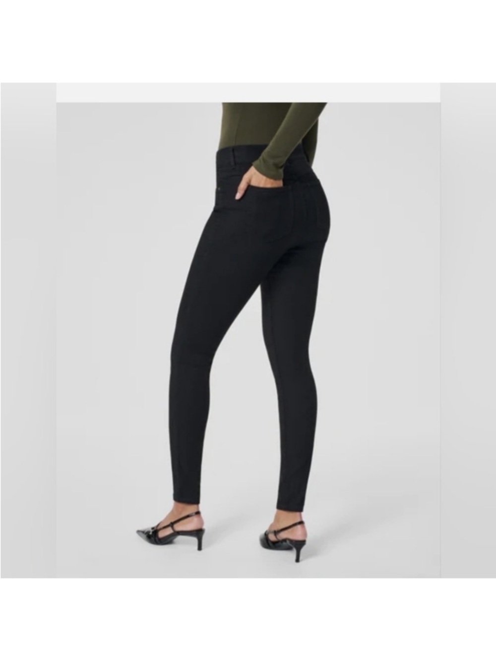 SPANX Black Pull On Skinny Jeans High Waist